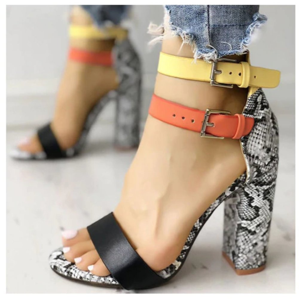 Snake Print Heels Multi-color